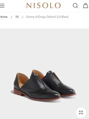 New Nisolo Black Leather D'Orsay Oxford with Brown Sole
